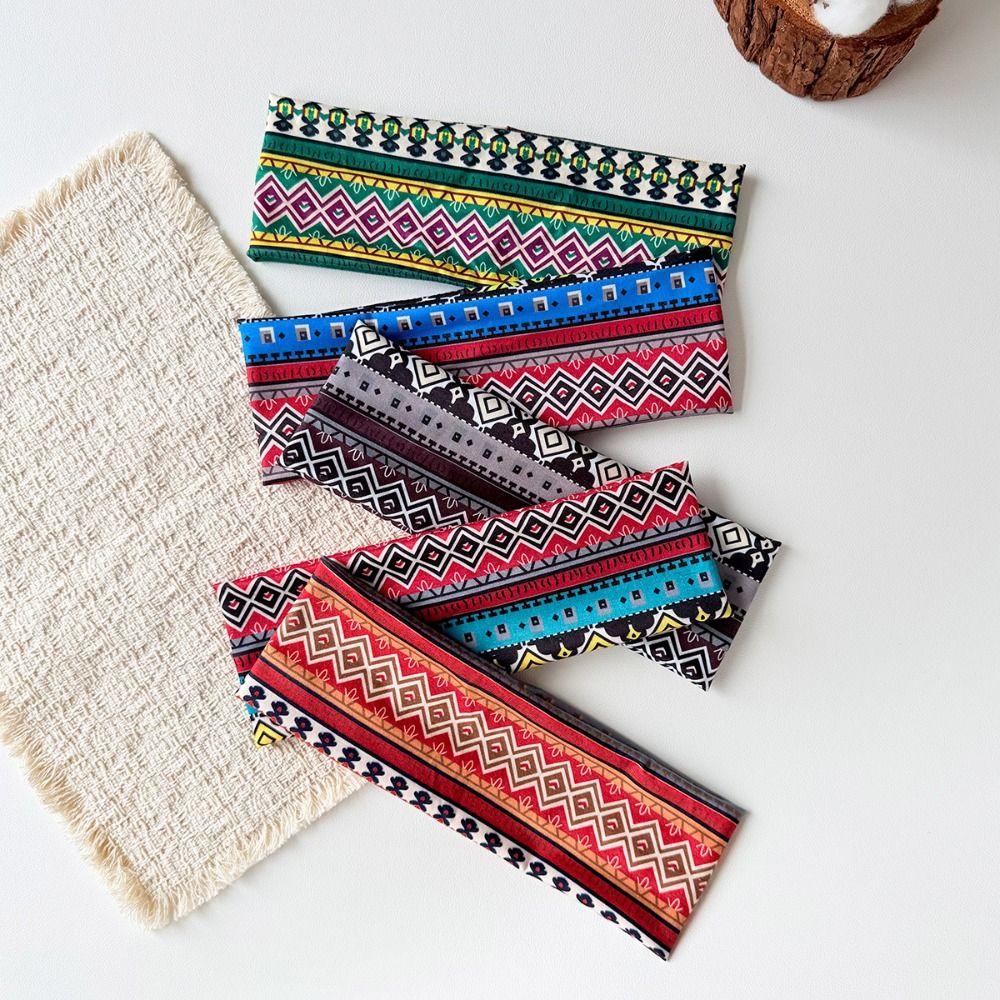 Ethnic Print Makeup Headband Elastic Women's Hairband Durable Yoga Headband Daily Use