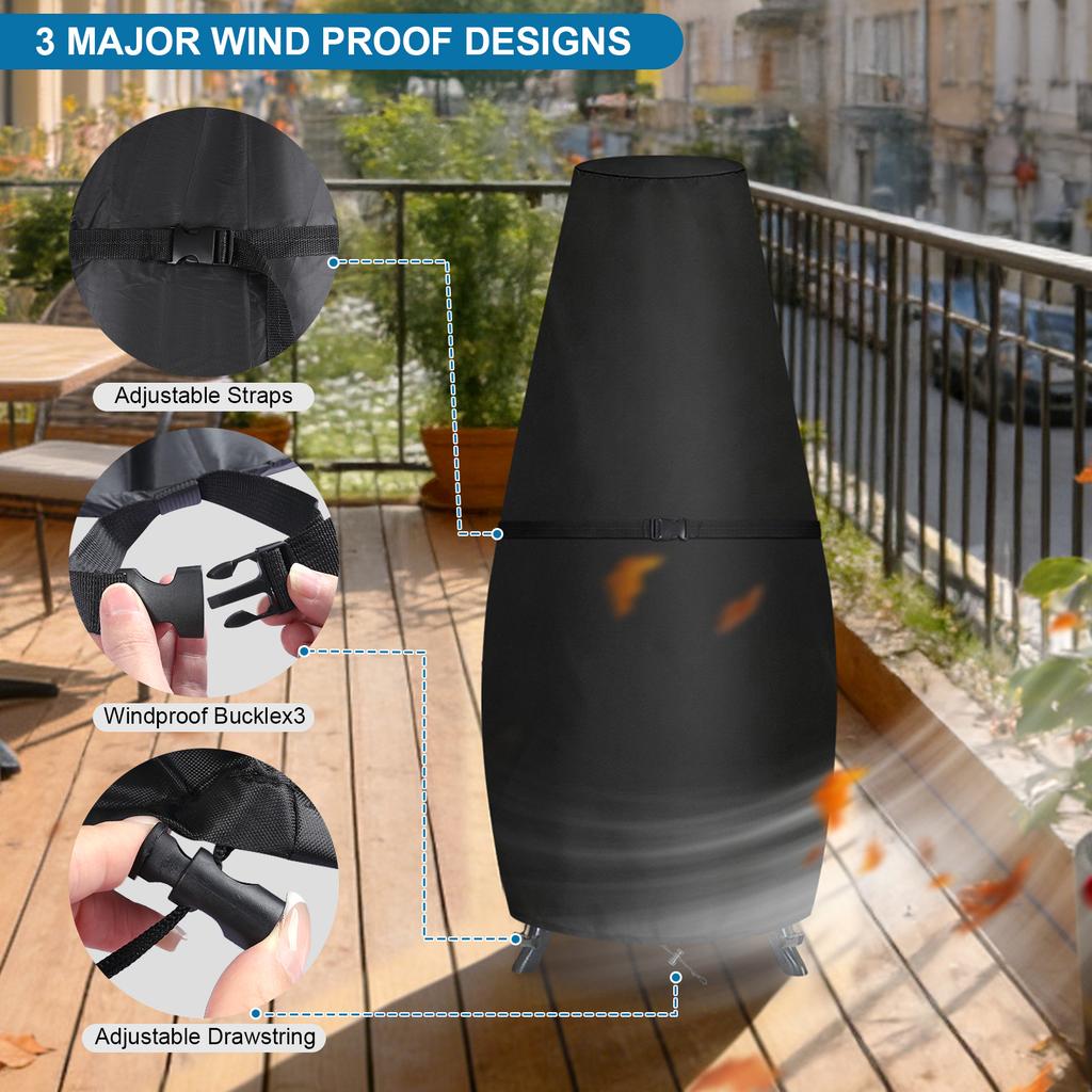 Outdoor Chiminea Cover 210D Waterproof Protective Sleeve Fireplace Fire Pit Cover Heater Bag Heating Warmer Stove Furniture Tent