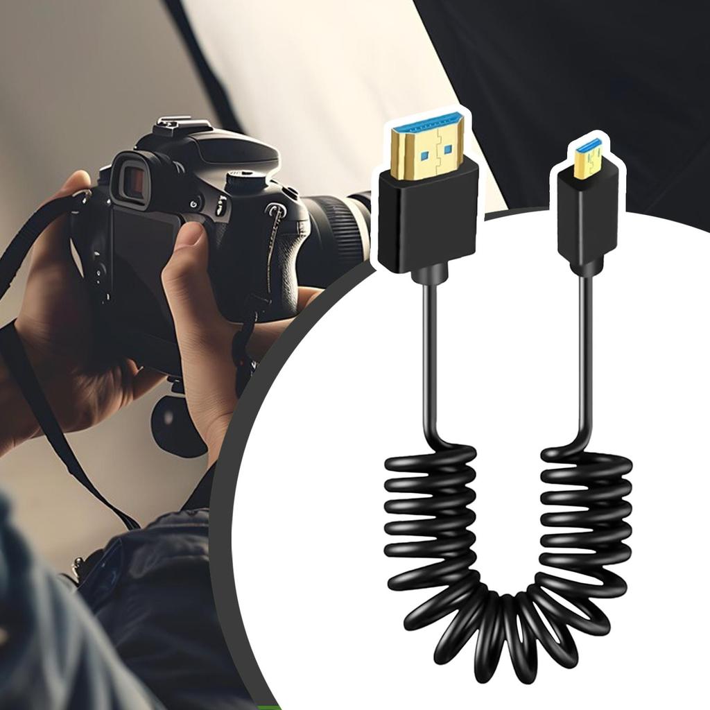 Camera Monitor Coiled Cable High Speed Support Monitor Screens Cable Compact Thin Spring Stretch Cord Supports For Photography
