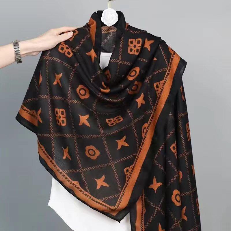 New Spring And Autumn Imitation Cotton And Hemp Square Scarf Women'S Versatile Style Fashion Scarf Multi Functional Hair Binding Headscarf