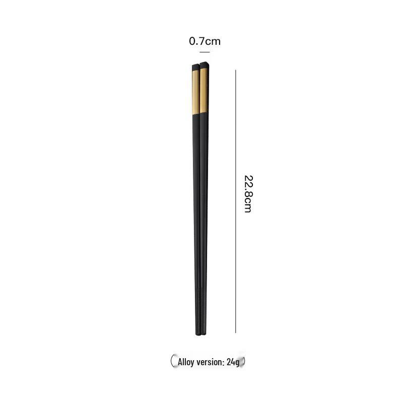 Qianxing 10-Pair Gold-Tipped Alloy Chopsticks Set with Storage Box