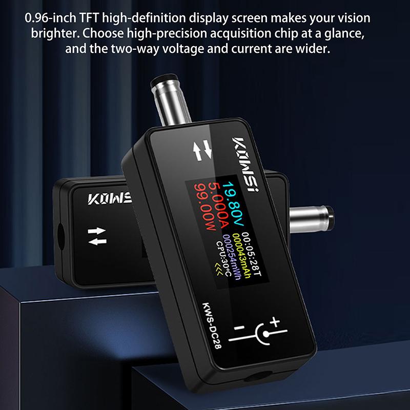 Kws-Dc28 0.96 Inch Tft Hd Digital Display Dc 5.5*2.5 Interface Tester Voltage Ammeter Power Meter Multi In One Display