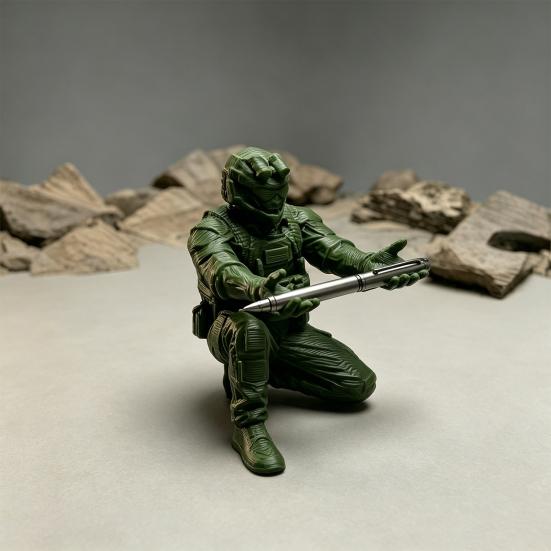 3D Printed Soldier Pen Pencil Holder Stand for Desk, Pen Display Stand, Creative Pencil Holder, Military Decorations for Home Office