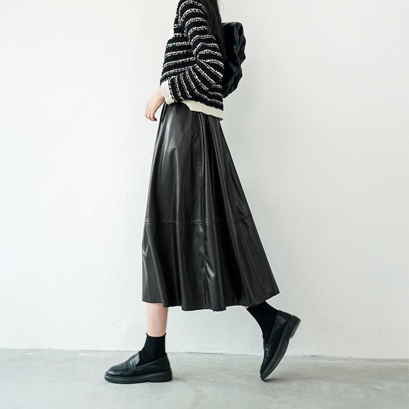 Женская матовая юбка из искусственной кожи в стиле ретро — фото 6