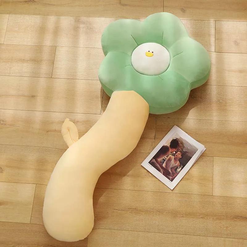 80/130CM Huge Colorful Flowers Duck Plush Pillow Plant Petal Cushion Stuffed Toys for Girls Baby Bed Decor Gift Sleeping Pillow