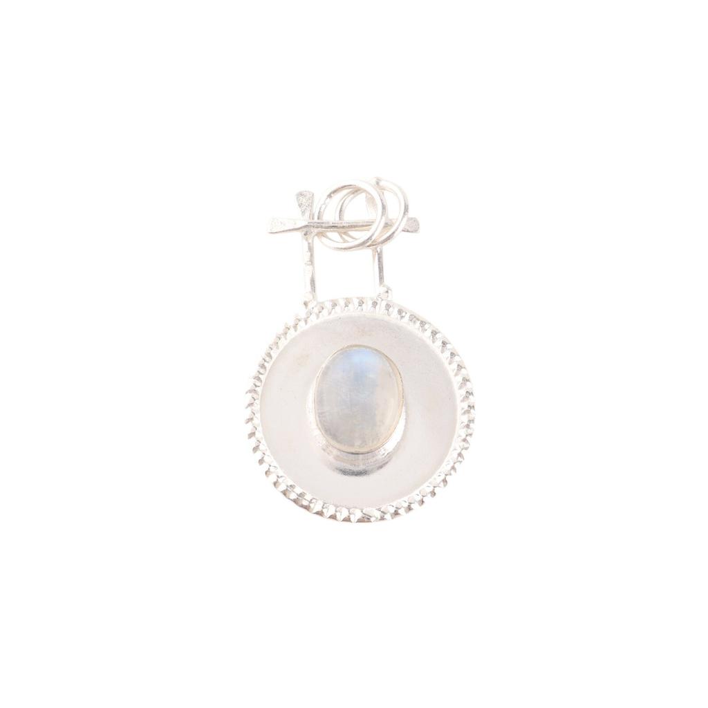 Natural Rainbow Moonstone Gemstone 925 Fine Silver Jewelry Handmade Pendant 1.4" PP-57-25