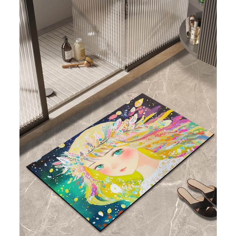 Festive Diatom Mud Floor Mat, Water-absorbent, Non-slip, Quick-drying Bathroom Floor Mat, Bathroom Door Mat, Stain-resistant Carpet At Kitchen Door