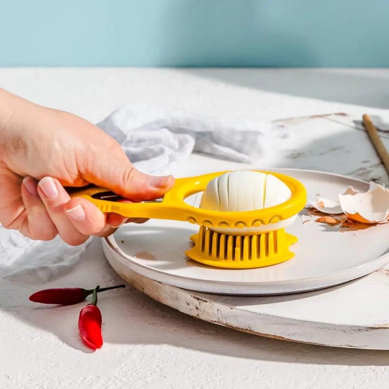 Multifunctional Plastic Egg Shell Peeler Yellow Topping Egg Slicer Shell Cracking Peeling Boiled Eggshell Perforator For Home