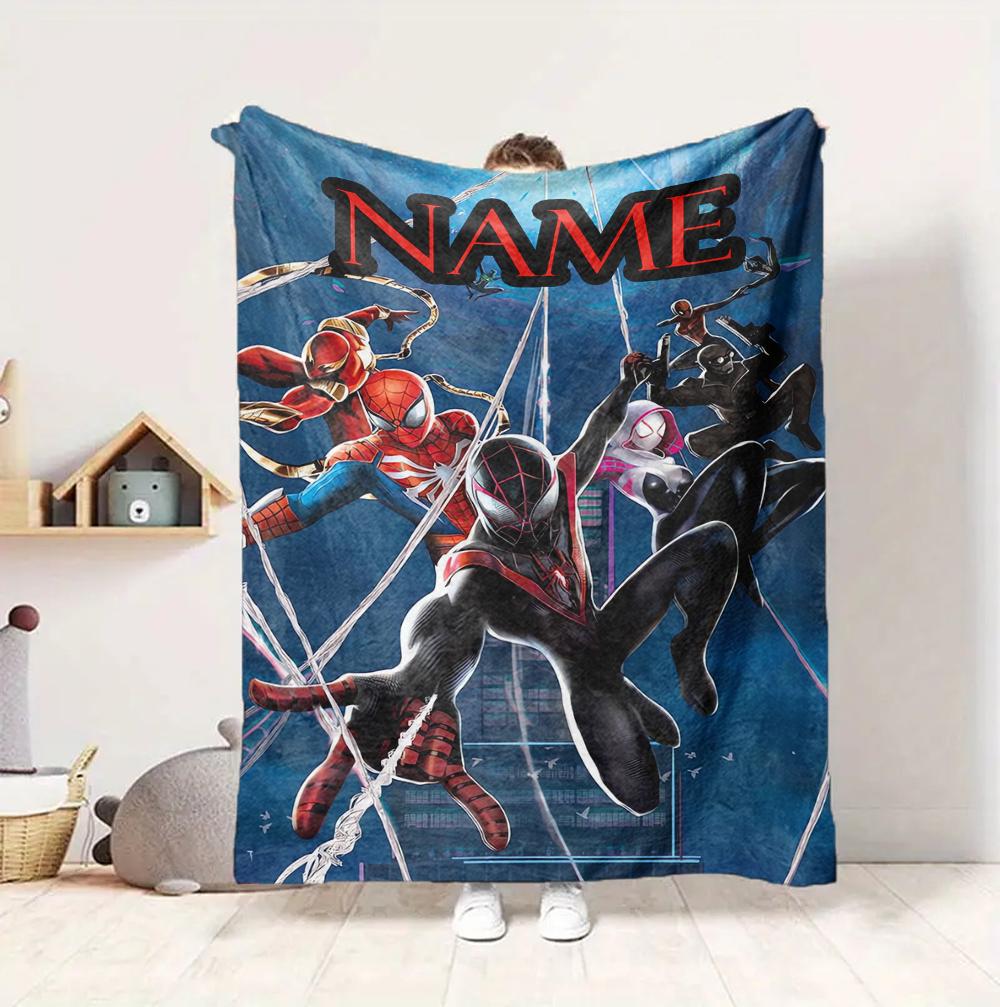 Custom Name Spider-Man Storm Flannel Blanket Throw Blanket Soft Warm Sofa Bed Decor Unique Gift