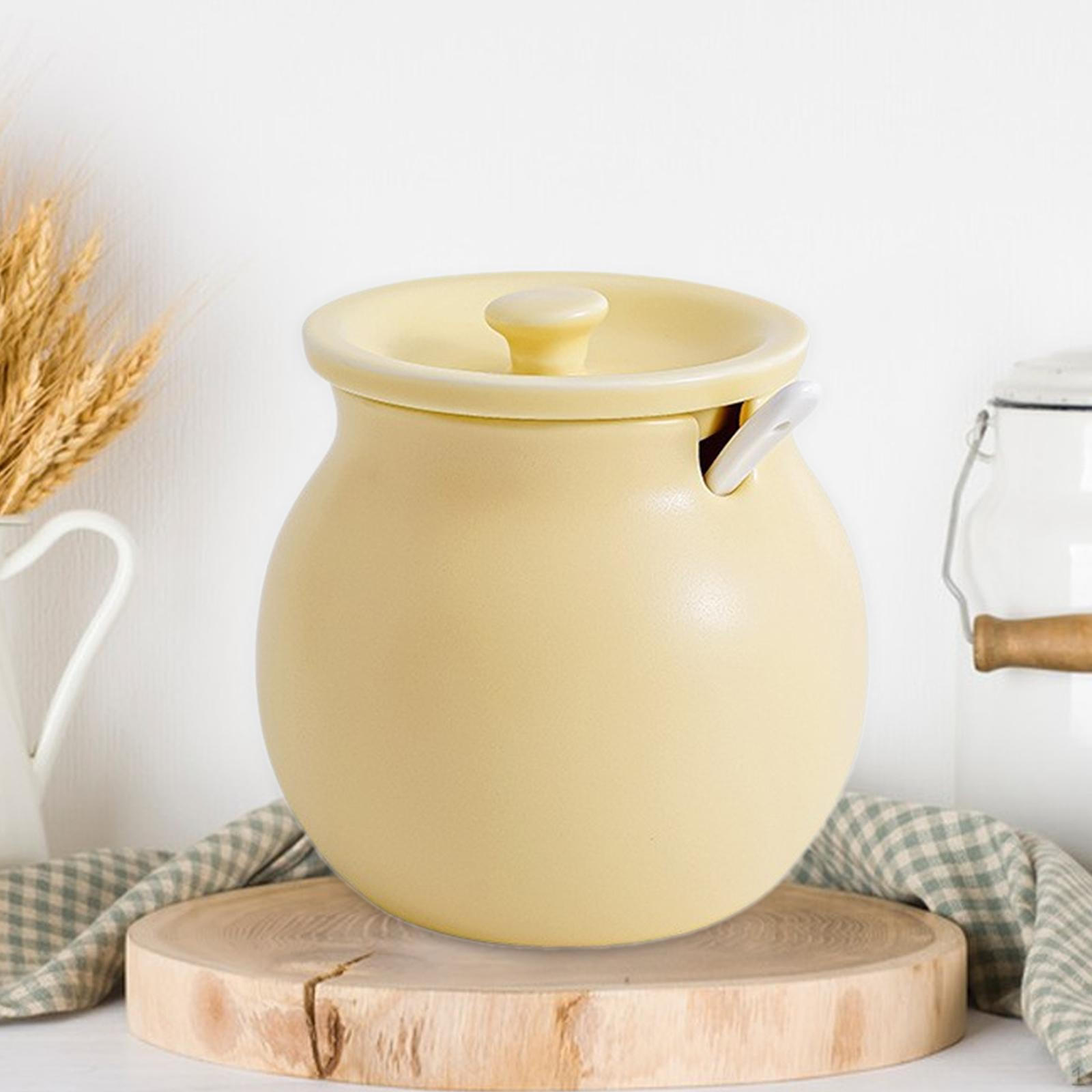 

Элегантный керамический кухонный набор канистр с ложкой - стильная банка для хранения приправ S жёлтый