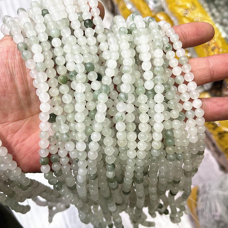 Natural Ice Green Tian Shan Jade Bead Bracelet & Necklace DIY Jewelry Accessories