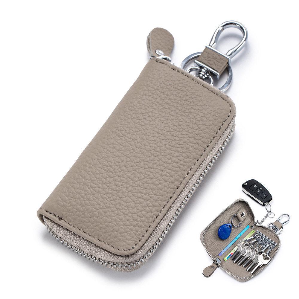 Genuine Leather Multifunctional Zipper Lock Car Key Case