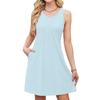 Women's Casual Fashion Breathable Solid Color Vest Dress With Pockets