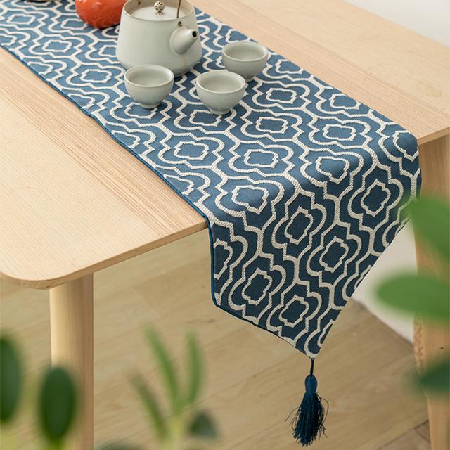 Table Runner Jacquard Bed Runner With Tassels Wedding Party Home Narrow Coffee Table Runners Modern For Dinning Table Decoration