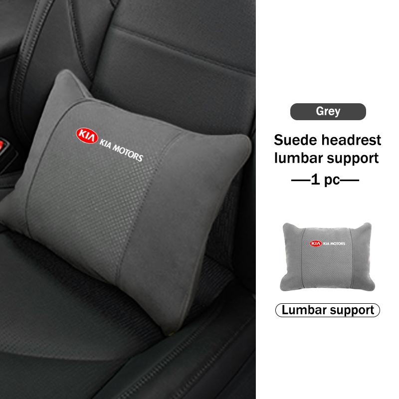 BBEI1 Car Styling Soft Suede Headrest Neck Support Seat Breathable Waist Pad Pillow Mat For KIA Sorento Stinger Soul Spectra Niro
