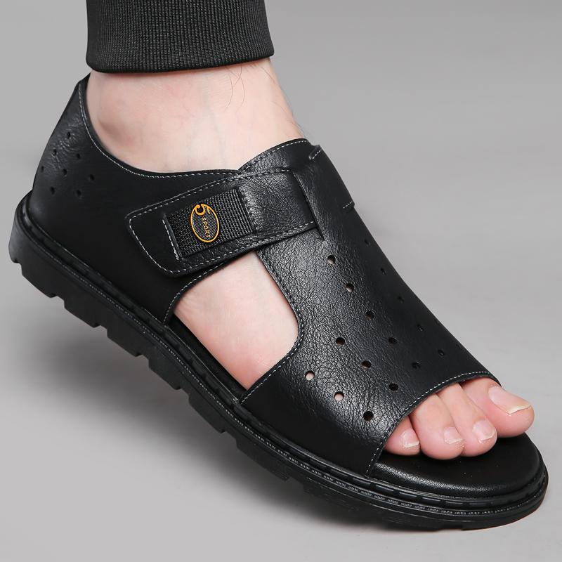 Fashion British Style 2025New Flat Designer Casual Leather Sandals Platform Summer Outdoor Shoes Fashionable Comfy Sports Beach Slippers