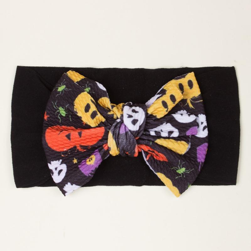 New Halloween Day Children's Headband, Pumpkin Head Printed Bow Baby Hair Accessories, Baby Headscarf
