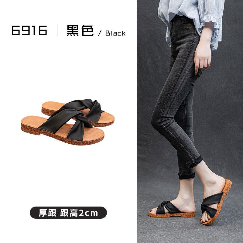 2025 new cross flat heel rubber soft sole daily leisure breathable one-character height increase lightweight foot slippers women