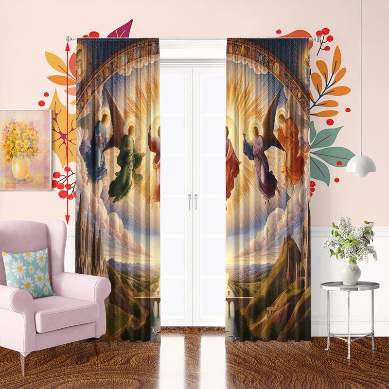 Christian Jesus -2 pieces - Printed curtain, 100% polyester, suitable for home decor