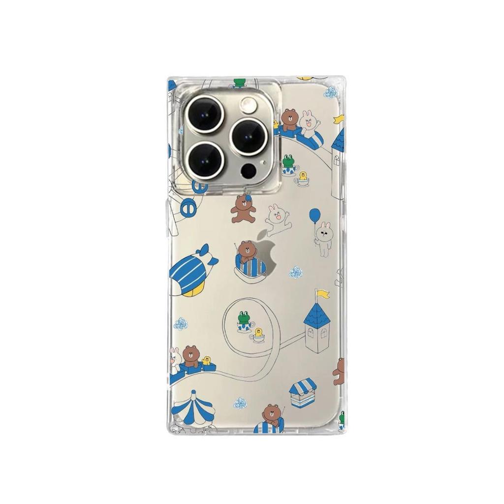 Clear Square Back Tube Case Protection For iPhone 14 Pro Max 11 15 Plus 12 16 ProMax 13 Anti-Oxygen,Multiple Little Bears Pattern Casing