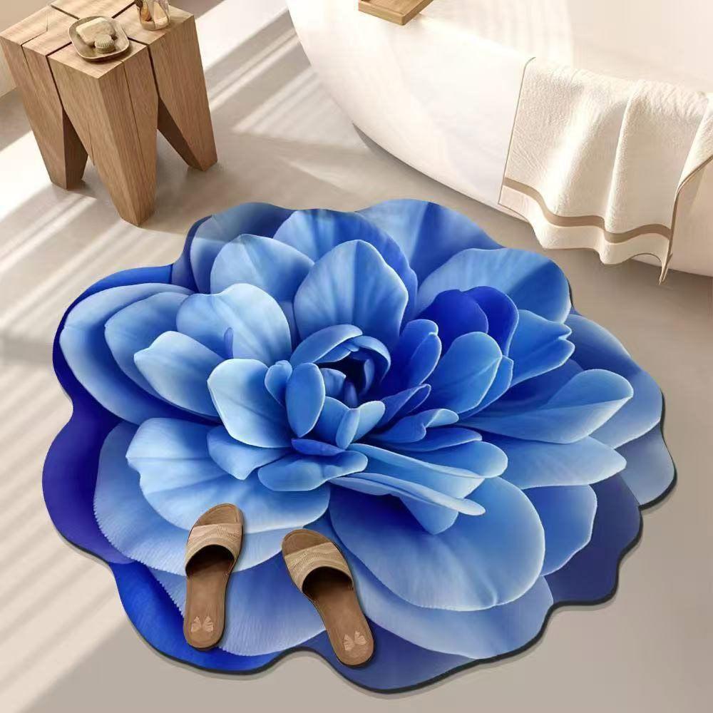 3D Plush Vision Flower Carpet Soft Absorbent Bathroom Floor Mat Non-slip Decorative Carpet for Living Room Tea Table Bedside