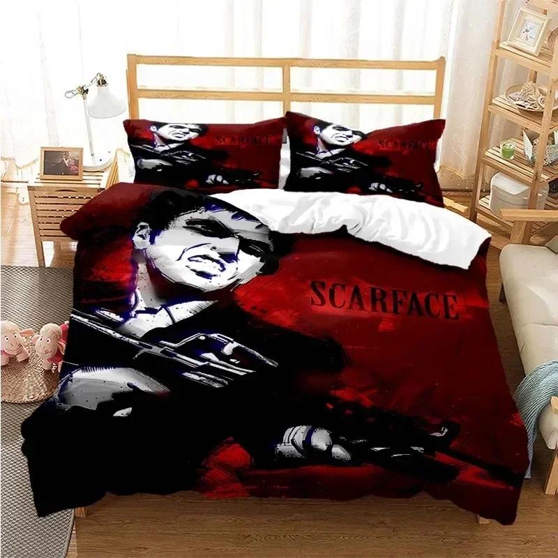 Tony Montana Scarfaces Printed Bed Set Duvet Cover Pillowcase Bedding Set Bed Linen Sheet Quilt Cover Full Queen King Size