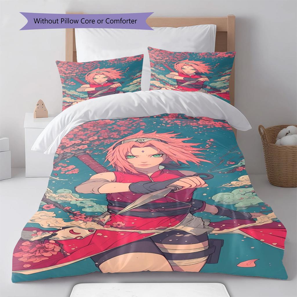 Naruto Flying Action Pose Bedding Set Anime Duvet Cover Polyester Soft Bed Linen Bedroom Set -QJY