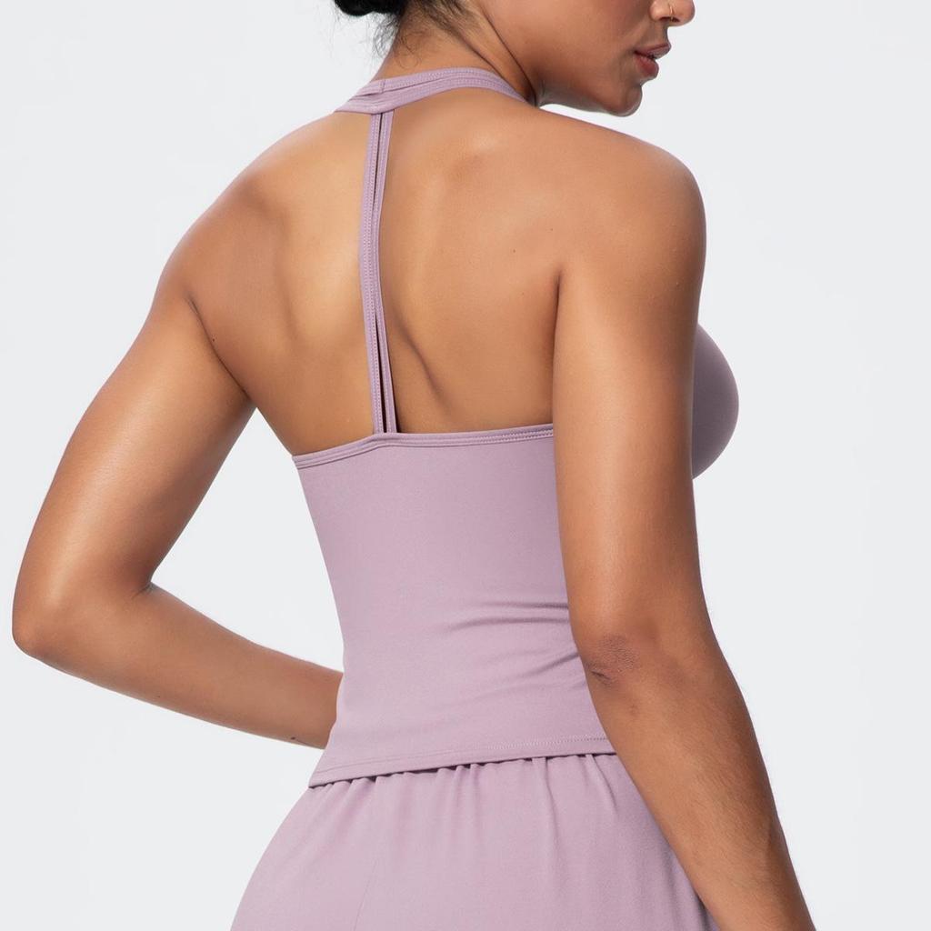 Skin-Friendly Slim Fit Yoga Tank with Strappy Back - Women's Fitness and Running Top