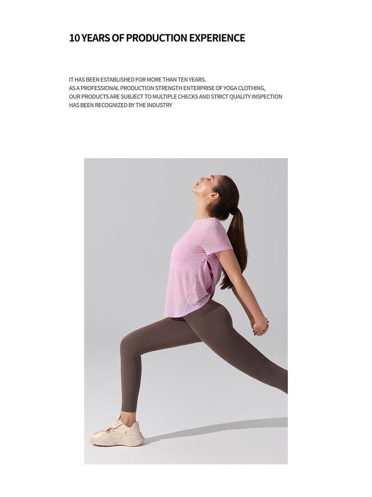 Women's Breathable Short Sleeve Yoga T-Shirt with Hollow Beautiful Back - Lightweight Dance Fitness Cover-Up Running Top
