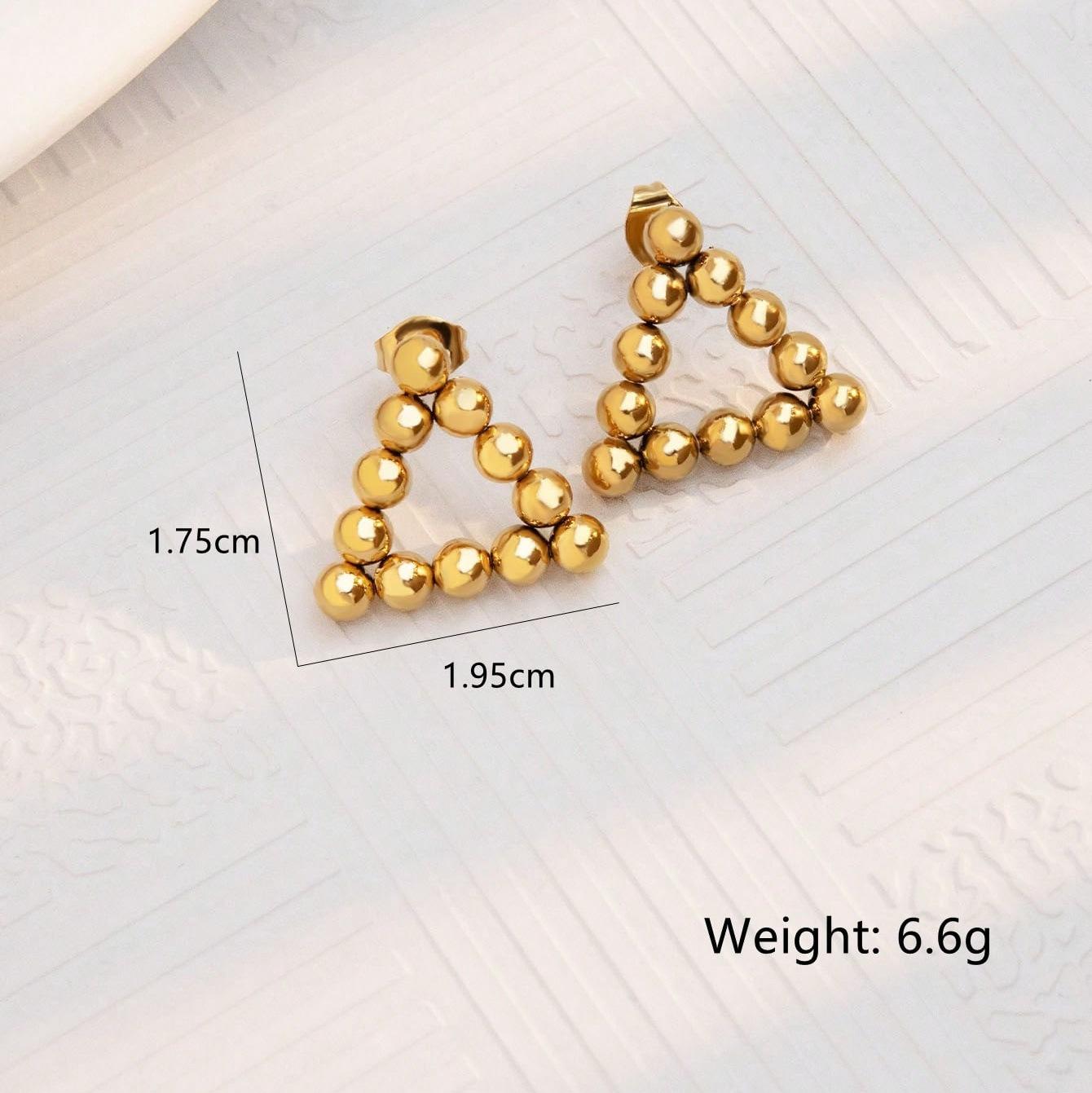

Simple Fashion Hollowed-out Geometric Bead Heart Triangle Cross Stainless Steel Stud Earrings for Women Daily Wear Jewelry Gifts