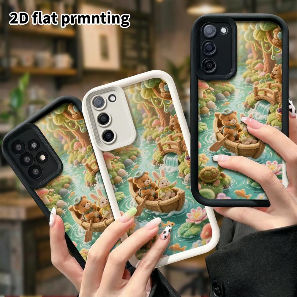 Phone Case: 2D Flat, Suitable for Samsung Galaxy A34 A35 M05 M06 S20 S22 S21 FE Plus 5G Protective Case, Forest Stream Boating, Perfect Christmas and 
