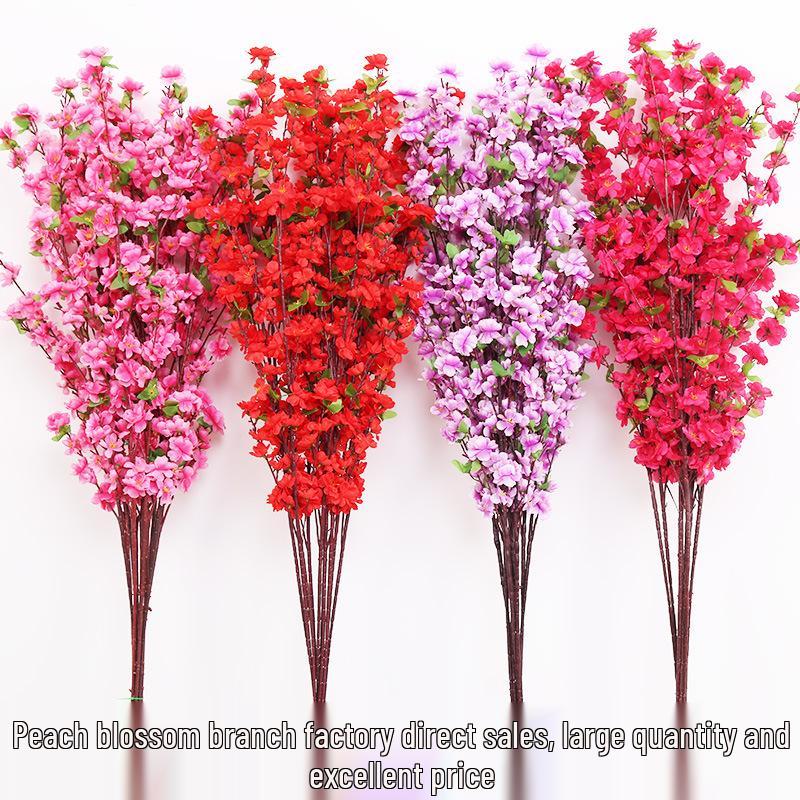 Silk Peach, Plum, and Cherry Blossom Arrangement – Indoor Floor Decoration