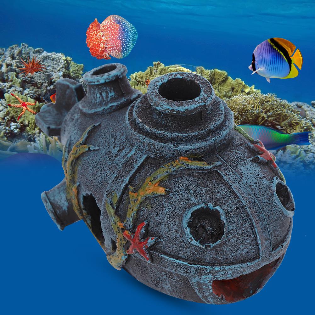 Resin Aquarium Artificial Simulation Shipwreck Cave Decoration Hide House Fish Tank Landscape Ornament