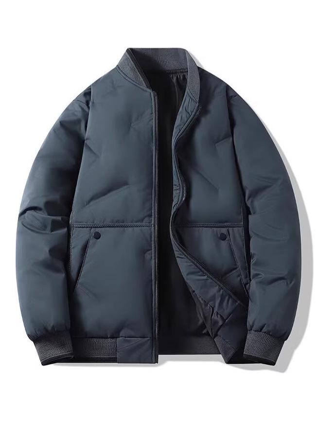 Chao Lun Bu Men's Thick Stand Collar Jacket - High-End Autumn/Winter Warm Cotton Dad Coat