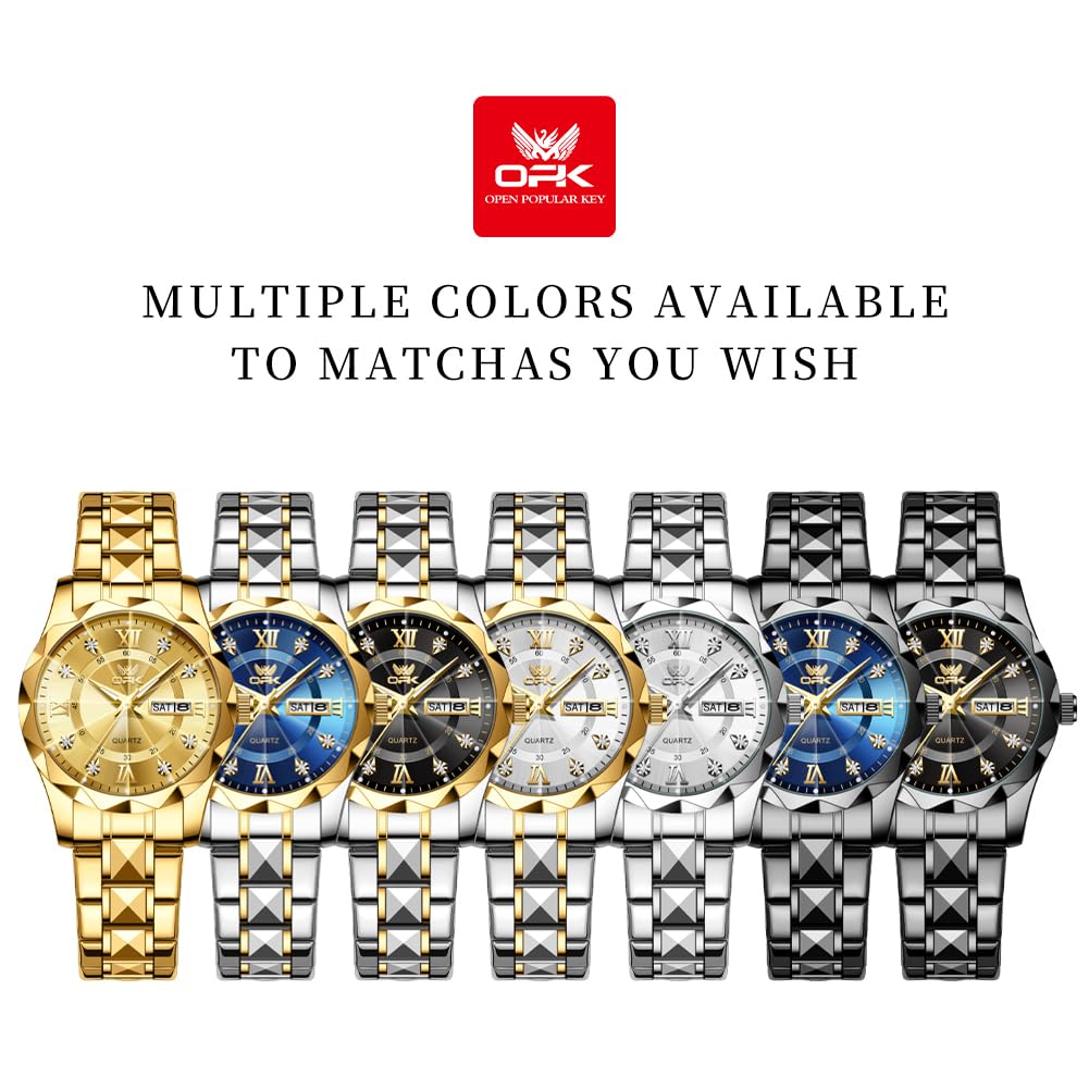 OPK Watch Quartz Arm Watch Popular Simple Gorgeous Light Easy To See Waterproof Luminous Watch for Women Black Women's Women's