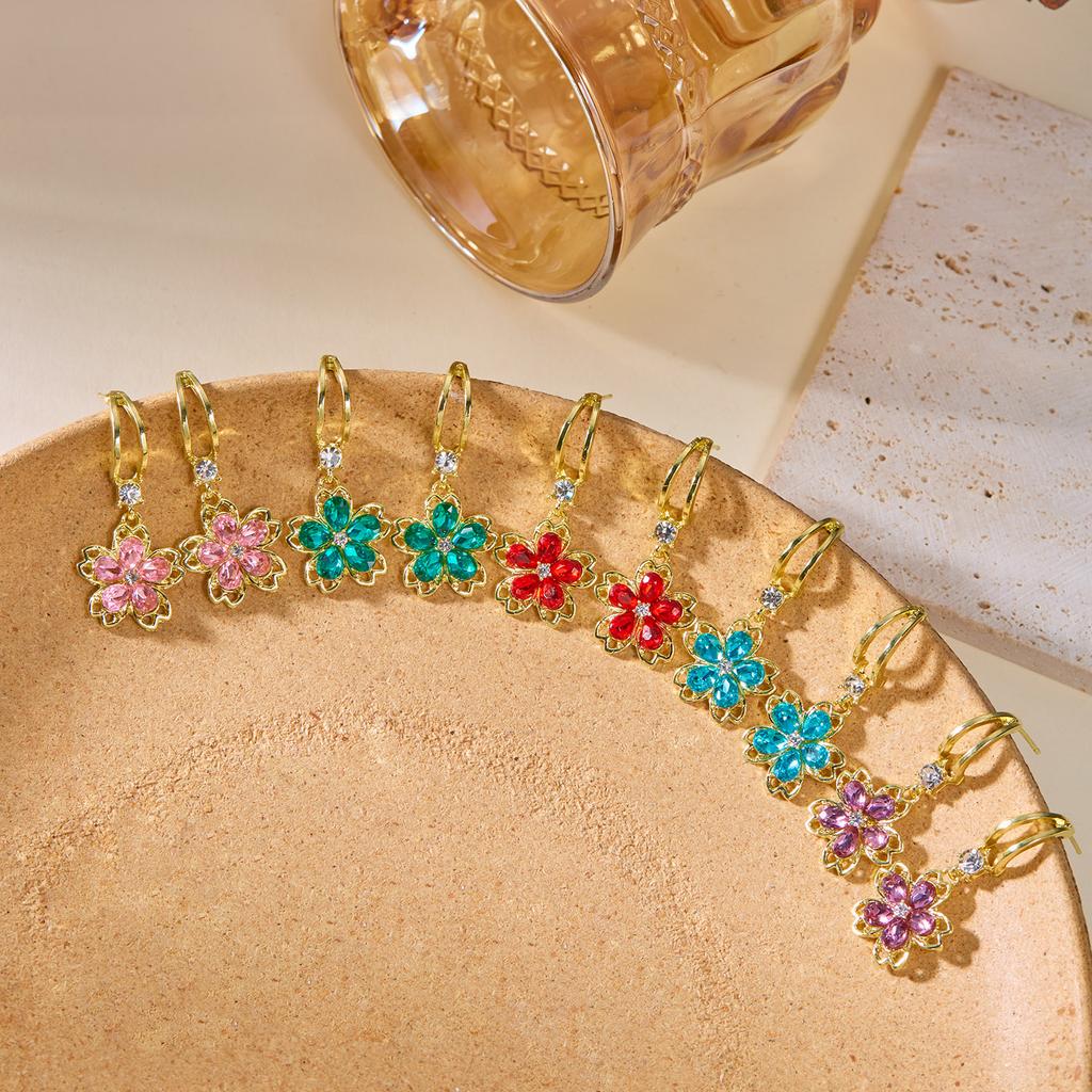 Fashion Sakura Cherry Blossoms Flower Earrings Stud Dangle for Women Wedding Party Christmas Party Jewelry Gift