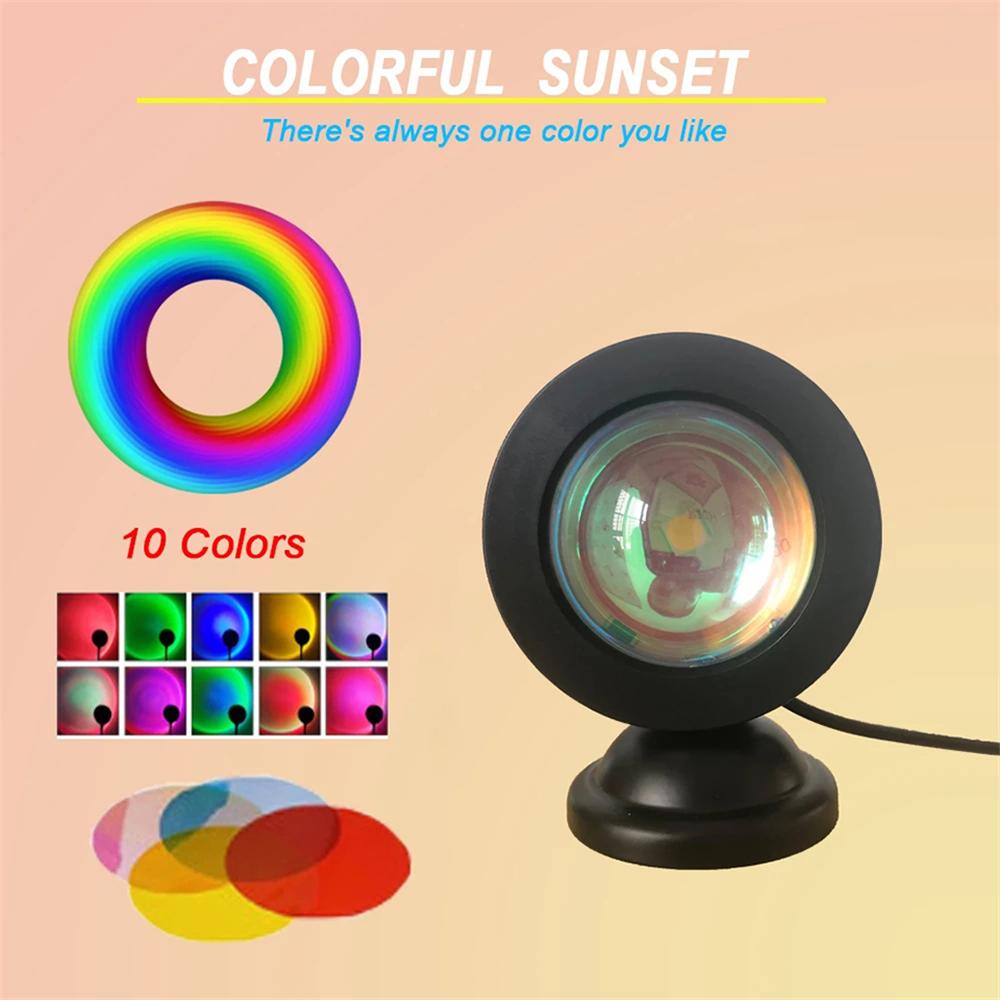 Mini USB Sonnenuntergangslampe LED Projektor Nachtlicht 16 Farben Schalter Regenbogen Atmosphäre Heim Schlafzimmer Hintergrund Wanddekoration Geschenk
