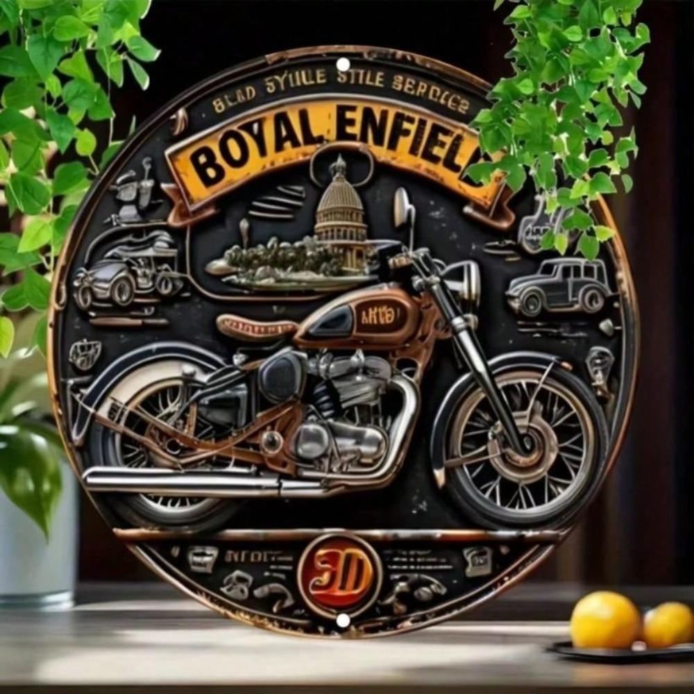 Metal Poster Wall Art Vintage Motorcycle Decor, Waterproof Outdoor Tin Sign