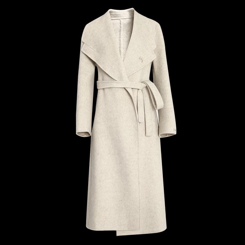 Tatufashion Elegant Lapel Alpaca Wool Double-Faced Coat