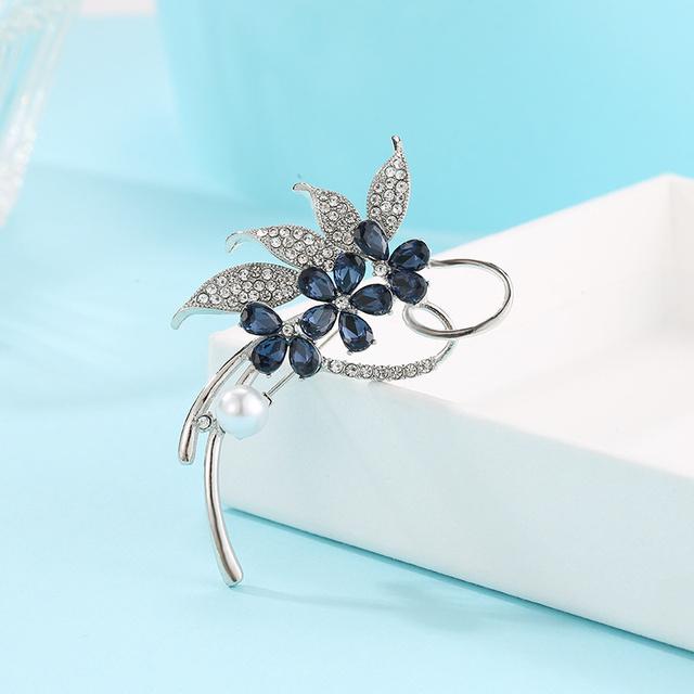 

Модная брошь в форме цветка, осенне-зимний шелковый шарф, пряжка, женский элегантный корсаж синий