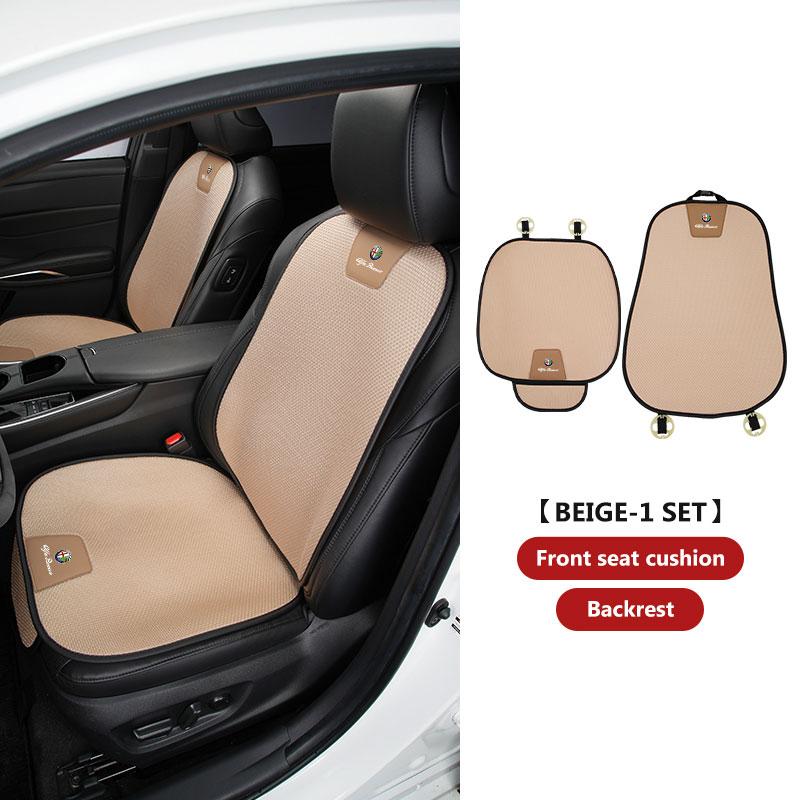 Car Logo Ice Silk Seat Cushion Backrest Pad Waist Protector Mat For Alfa Romeo 159 Giulietta Giulia 147 Mito 156 159 166 GT