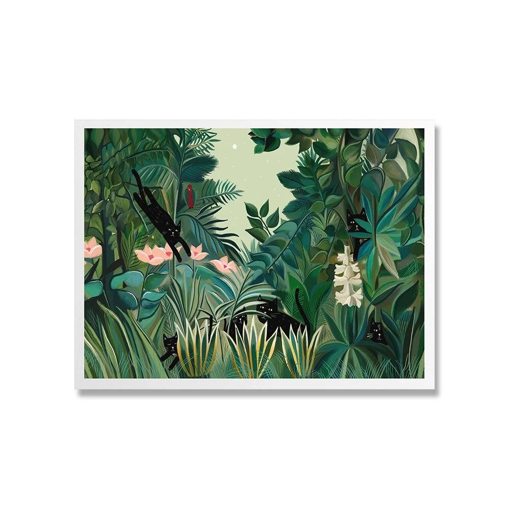 Funny Sunflower Waterlily With Cats Poster Print Yayoi Catsama's Pumpkin Canvas Painting Wall Art Picture For Nursery Home Decor No Frame