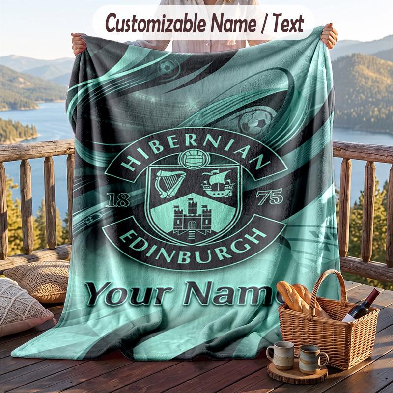 Flannel Blanket Hibernian FC Print Custom Name Text Soft Throw for Sofa Bed
