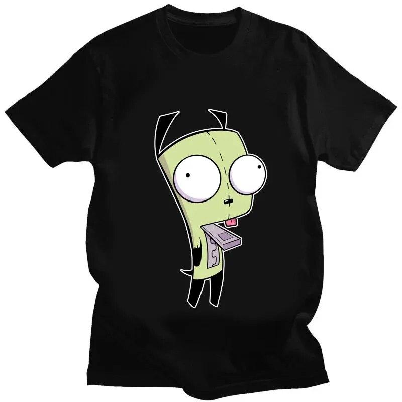 Kawaii Invader Zim Graphic TShirt Happy Hug Ready Zim Image Cute Cartoon T Shirt Unisex Women Retro T Shirt Oversized T Shirt