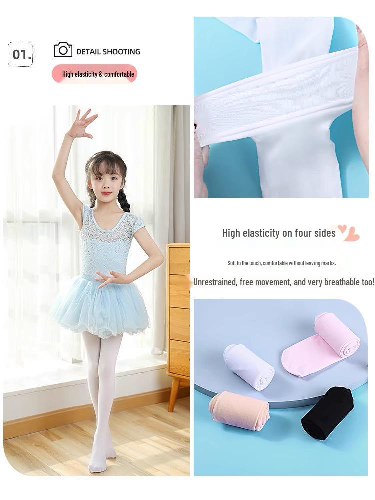 Colanți Albi pentru Dans Balet Fete - Stil Subțire Primăvară/Vară