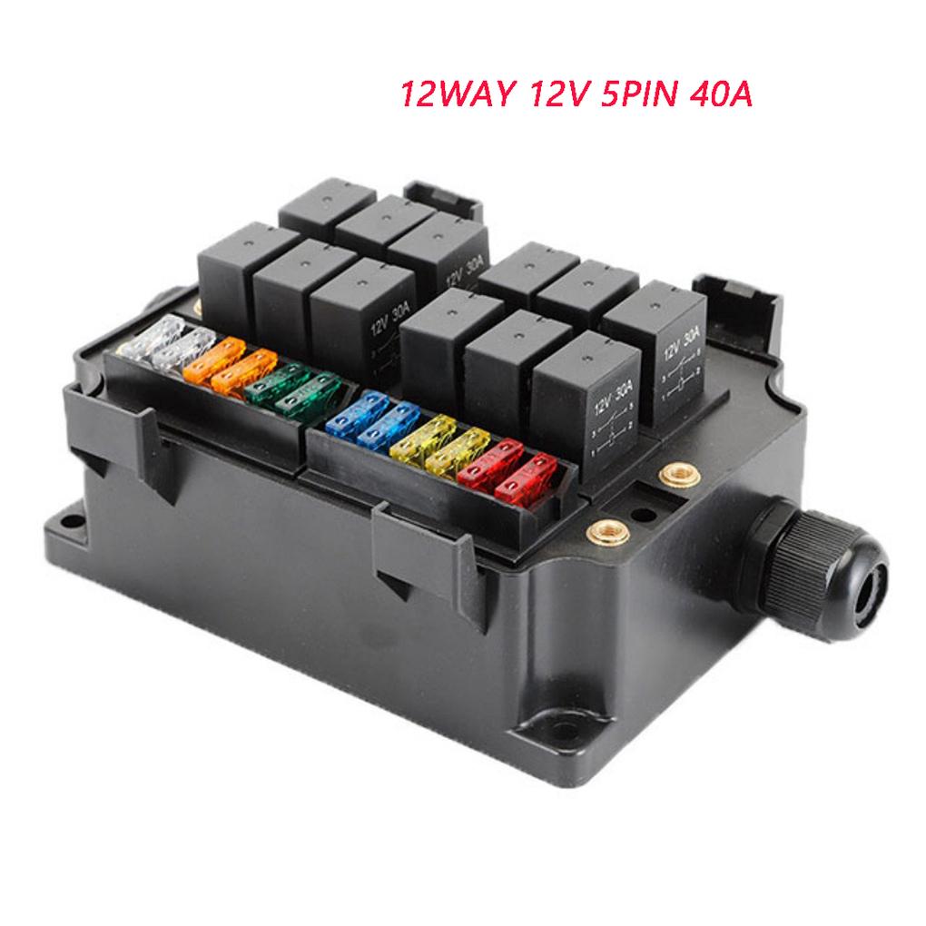 Universal Car Marine 12-Way Relay12 Blade Fuses Holder 12-Way Relay12 Blade Fuses Holder