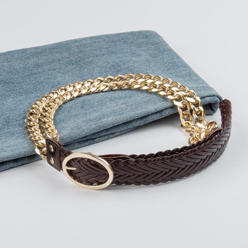 

Woven Retro Chain Women s Belt with Sweater Jacket for Women Trendy Individual Women s Non-porous Belt 105cm
