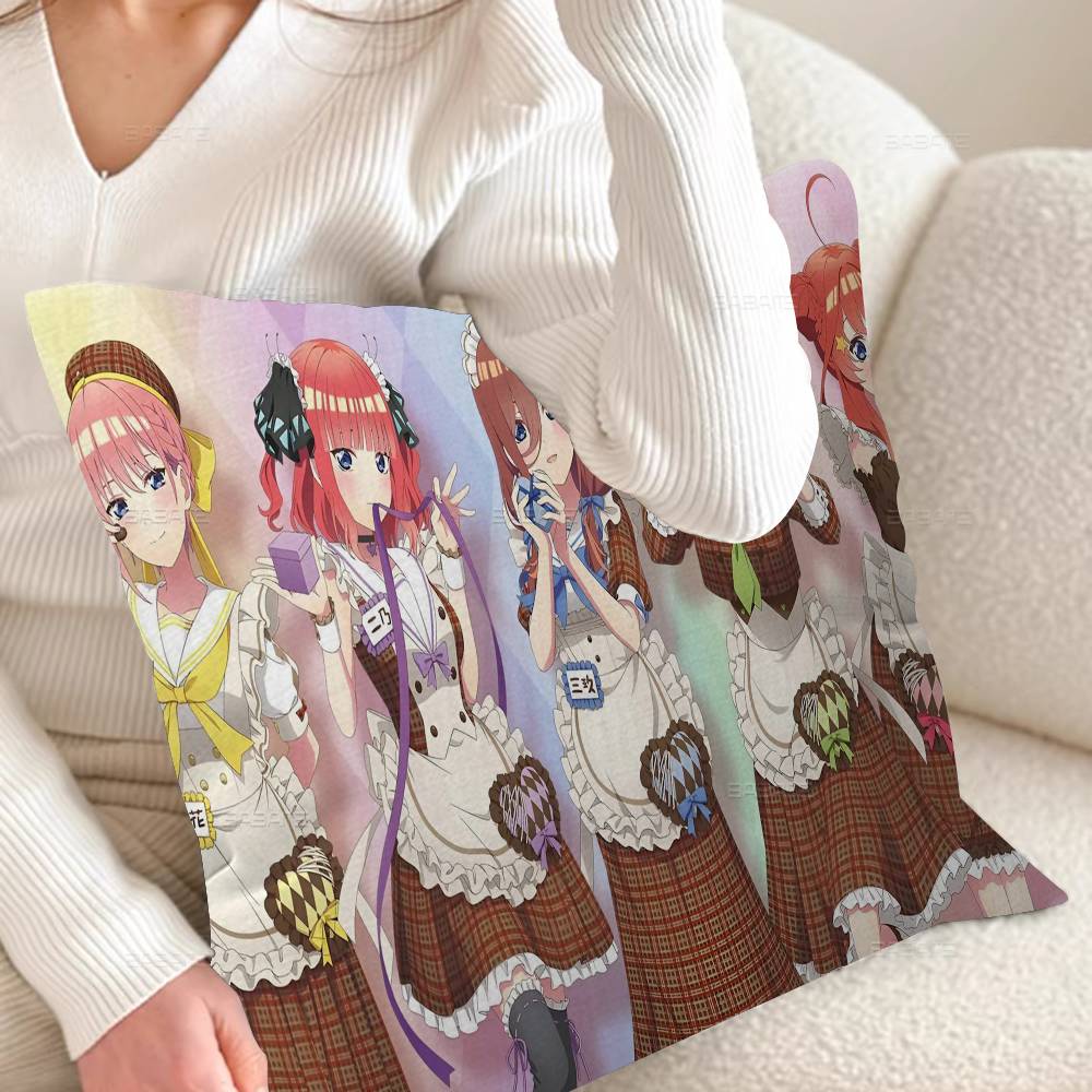 The Quintessential Quintuplets Anime Pillow Covers Sofa Decorative Home Double-sided Printing Short Plush Cute Cushion Cover