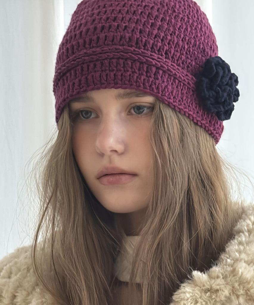 SO IR Wool Handmade Knit Beanie - Purple