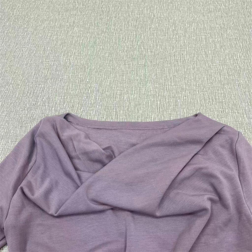 High Elastic Flowing Collar Dress In Bewitching Purple - Early Autumn Pleated Hip-Hugging Skirt, 230g